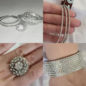 Set of 10 rhinestone jewelry pieces